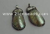 CGP616 25*50mm - 28*55mm freeform shell pearl & pearl pendants