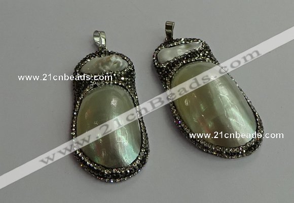 CGP616 25*50mm - 28*55mm freeform shell pearl & pearl pendants