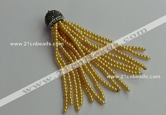 CGP678 3mm round handmade glass beaded tassel pendants wholesale