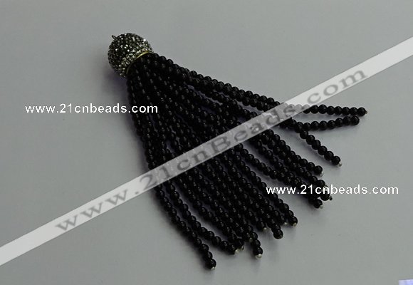 CGP680 3mm round handmade glass beaded tassel pendants wholesale