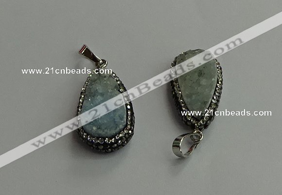 CGP706 16*28mm flat teardrop druzy agate pendants wholesale