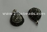 CGP708 25*35mm teardrop plated druzy agate pendants wholesale