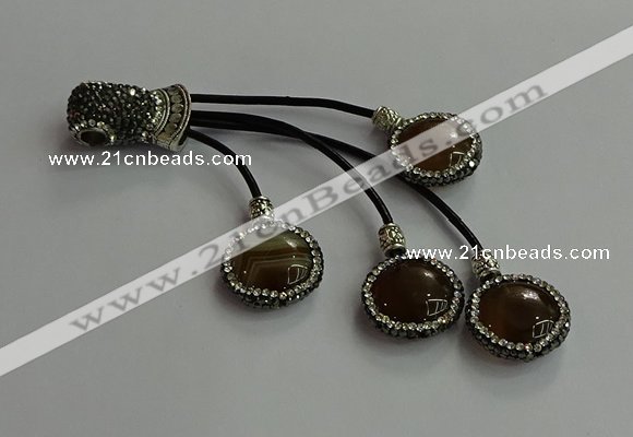 CGP728 18mm - 20mm coin agate tassel pendants wholesale