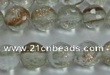 CGQ24 15.5 inches 8mm faceted round gold sand quartz beads