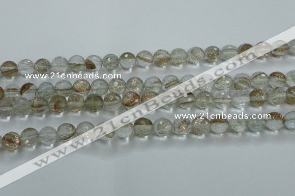 CGQ24 15.5 inches 8mm faceted round gold sand quartz beads