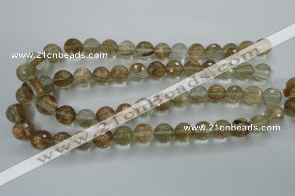 CGQ27 15.5 inches 14mm faceted round gold sand quartz beads