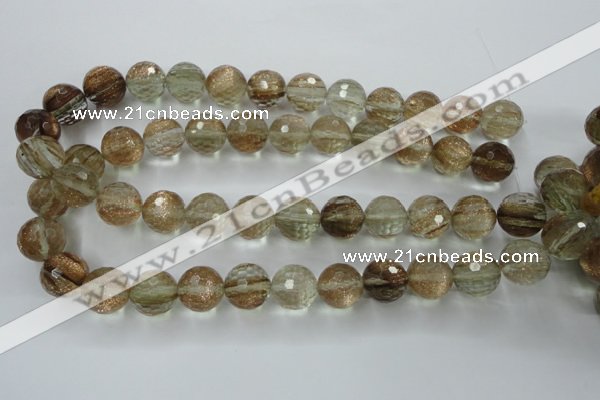 CGQ28 15.5 inches 16mm faceted round gold sand quartz beads