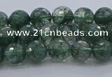 CGQ521 15.5 inches 6mm faceted round imitation green phantom quartz beads