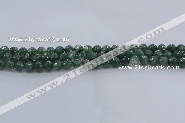 CGQ521 15.5 inches 6mm faceted round imitation green phantom quartz beads