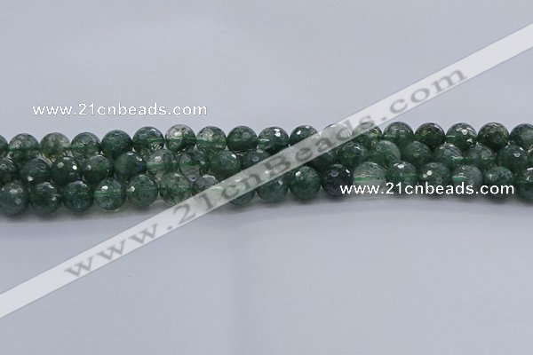 CGQ522 15.5 inches 8mm faceted round imitation green phantom quartz beads