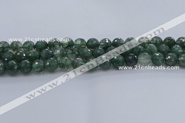 CGQ523 15.5 inches 10mm faceted round imitation green phantom quartz beads