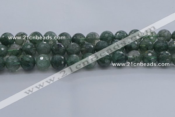 CGQ525 15.5 inches 14mm faceted round imitation green phantom quartz beads