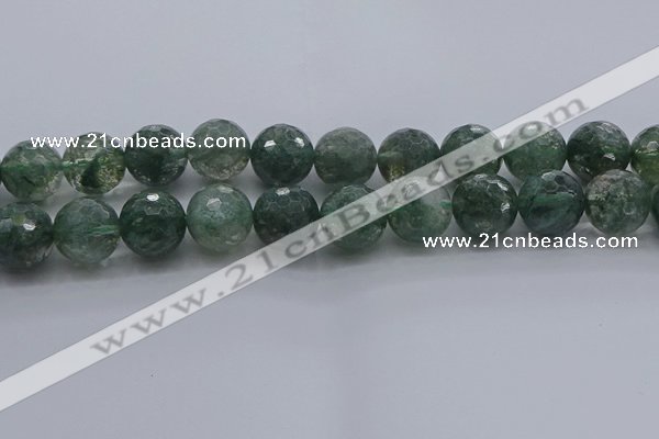 CGQ527 15.5 inches 18mm faceted round imitation green phantom quartz beads