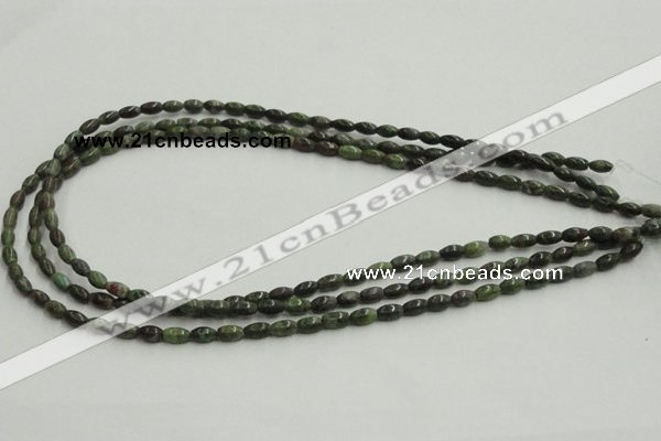 CGR06 16 inches 4*6mm rice green rain forest stone beads wholesale