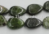 CGR09 16 inches 13*18mm flat teardrop green rain forest stone beads