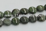 CGR15 16 inches 10mm flat round green rain forest stone beads wholesale