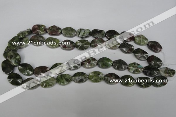 CGR22 15.5 inches 13*18mm wavy oval green rain forest stone beads