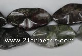 CGR23 15.5 inches 15*28mm wavy marquise green rain forest stone beads