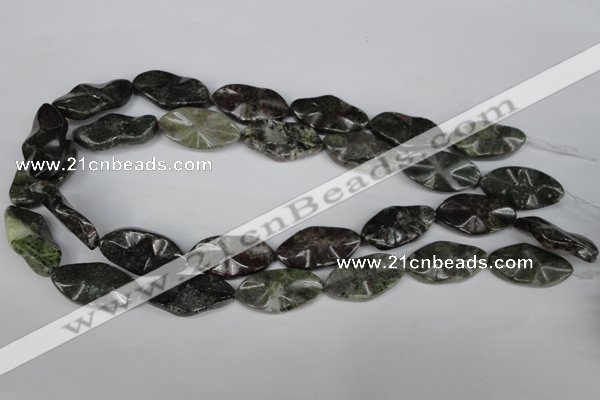 CGR23 15.5 inches 15*28mm wavy marquise green rain forest stone beads