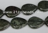 CGR24 15.5 inches 15*20mm flat teardrop green rain forest stone beads