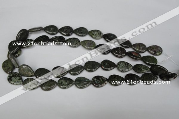 CGR24 15.5 inches 15*20mm flat teardrop green rain forest stone beads