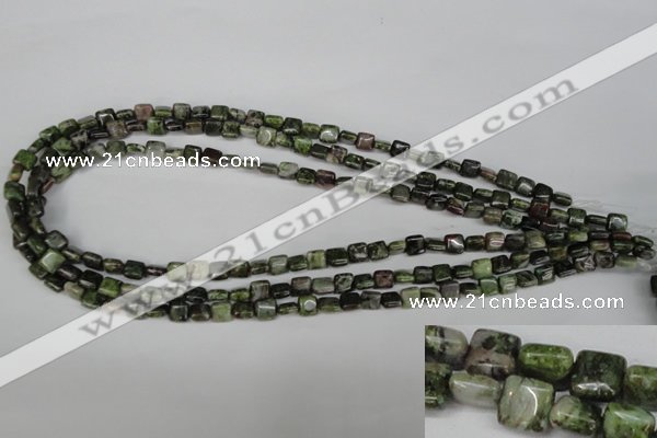 CGR31 15.5 inches 6*6mm square green rain forest stone beads