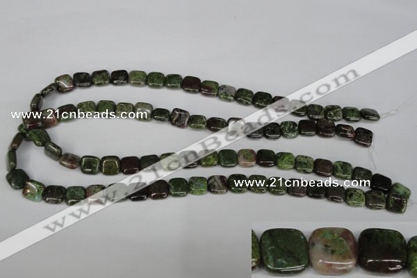 CGR32 15.5 inches 10*10mm square green rain forest stone beads