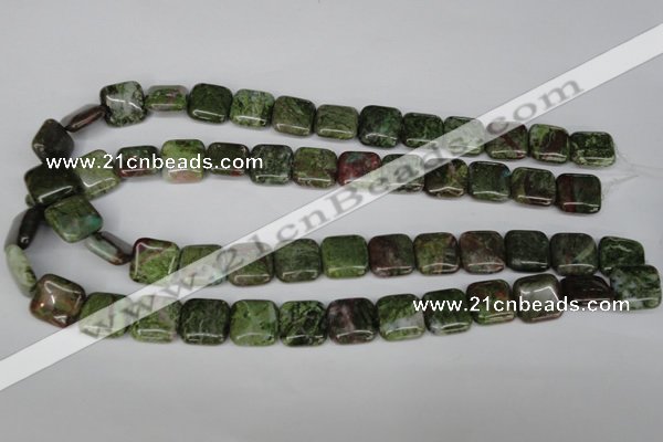 CGR33 15.5 inches 14*14mm square green rain forest stone beads