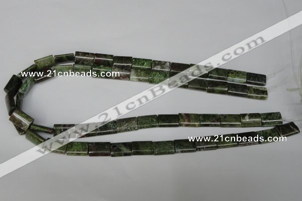 CGR35 15.5 inches 10*14mm flat tube green rain forest stone beads