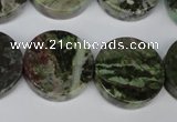 CGR38 15.5 inches 22mm coin green rain forest stone beads