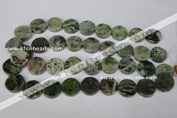 CGR38 15.5 inches 22mm coin green rain forest stone beads