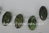 CGR40 Top-drilled 10*18mm marquise green rain forest stone beads