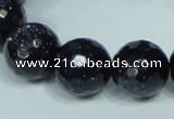 CGS110 15.5 inches 18mm faceted round blue goldstone beads wholesale