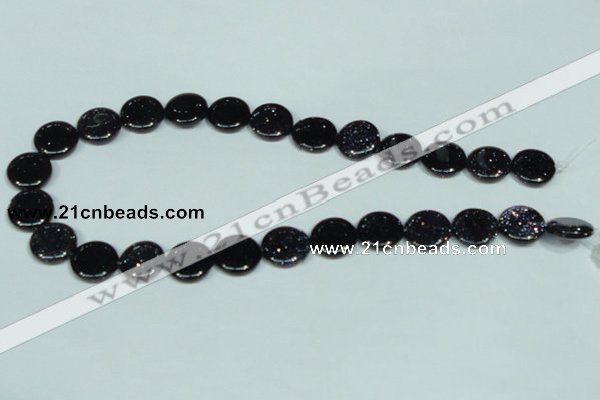 CGS122 15.5 inches 15mm flat round blue goldstone beads wholesale