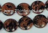 CGS209 15.5 inches 16mm flat round blue & brown goldstone beads wholesale