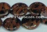 CGS210 15.5 inches 20mm flat round blue & brown goldstone beads wholesale