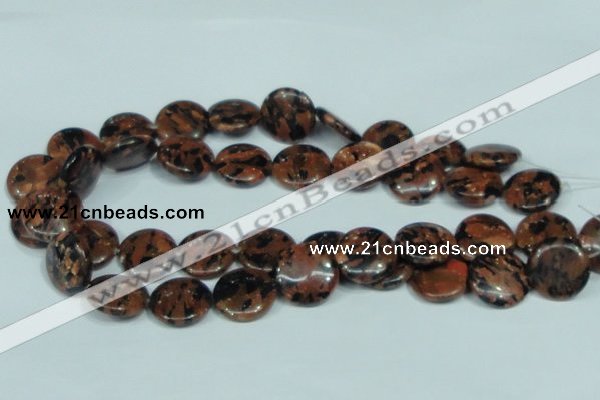 CGS210 15.5 inches 20mm flat round blue & brown goldstone beads wholesale