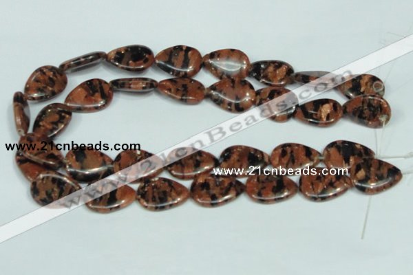 CGS214 15.5 inches 18*25mm flat teardrop blue & brown goldstone beads