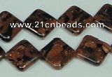 CGS219 15.5 inches 14*14mm diamond blue & brown goldstone beads