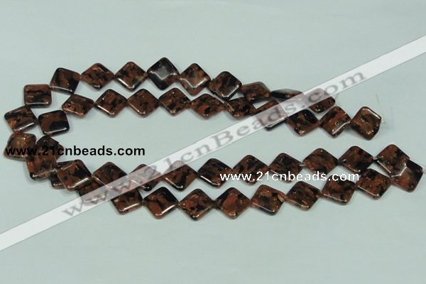 CGS219 15.5 inches 14*14mm diamond blue & brown goldstone beads