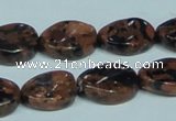 CGS221 15.5 inches 13*18mm twisted oval blue & brown goldstone beads