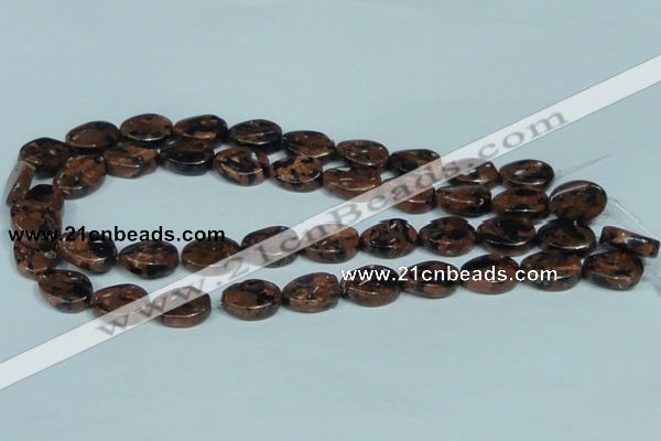 CGS221 15.5 inches 13*18mm twisted oval blue & brown goldstone beads