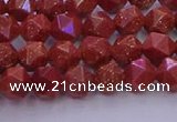 CGS451 15.5 inches 6mm faceted nuggets goldstone beads wholesale