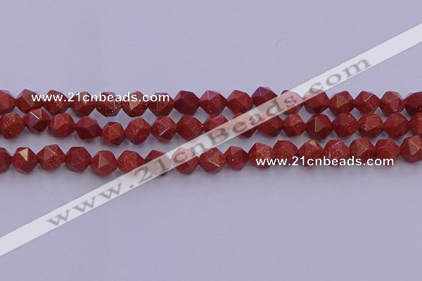 CGS452 15.5 inches 8mm faceted nuggets goldstone beads wholesale