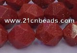 CGS454 15.5 inches 12mm faceted nuggets goldstone beads wholesale