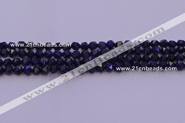 CGS456 15.5 inches 6mm faceted nuggets goldstone beads wholesale