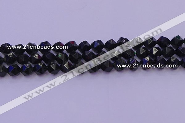 CGS463 15.5 inches 10mm faceted nuggets green goldstone beads