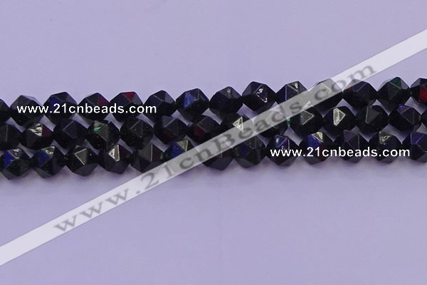 CGS464 15.5 inches 12mm faceted nuggets green goldstone beads