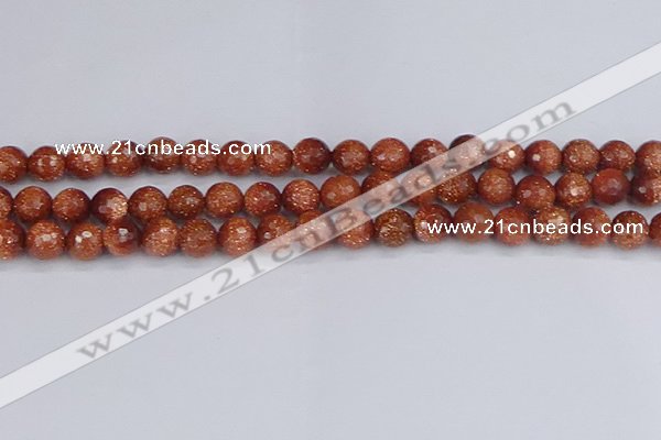 CGS472 15.5 inches 8mm faceted round goldstone beads wholesale