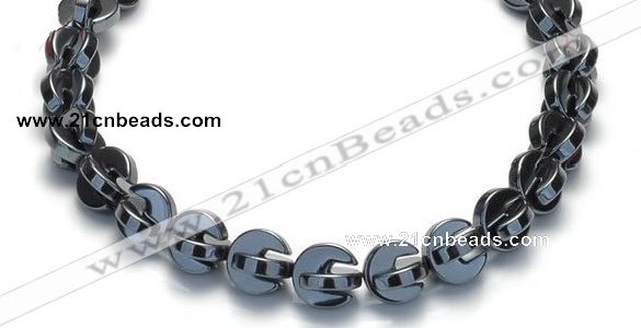 CHE10 16 inches 11mm curved moon shape hematite beads Wholesale